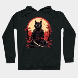 Cat Japanese Vintage Samurai Hoodie